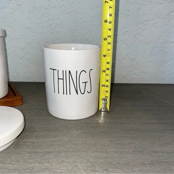 Rae Dunn THINGS and STUFF Canister Set with Wooden Tray - Picture 5 of 6